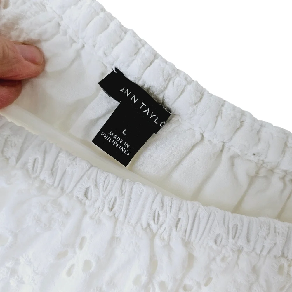 Ann Taylor White Ruffled Eyelet Top - Picture 9 of 10